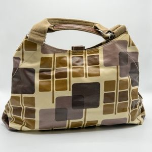 ORLA KIELY purple and brown square, laminated bag